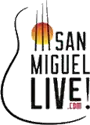 San Miguel Live logo featuring a stylized sunset inside a circular guitar-shaped frame with the words 'SAN MIGUEL LIVE'