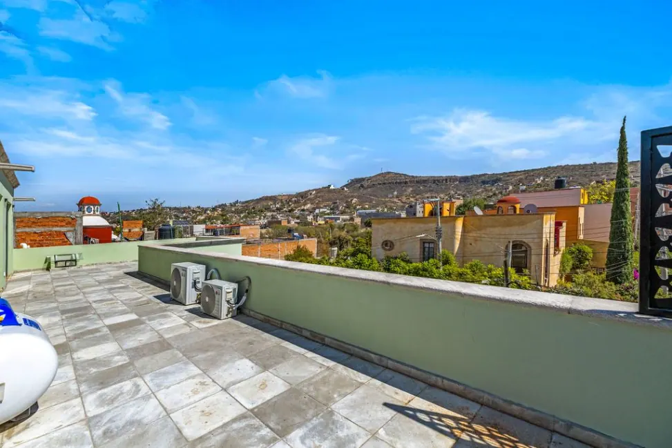 Casa Angel, roof terrace with hillside views, San Miguel de Allende