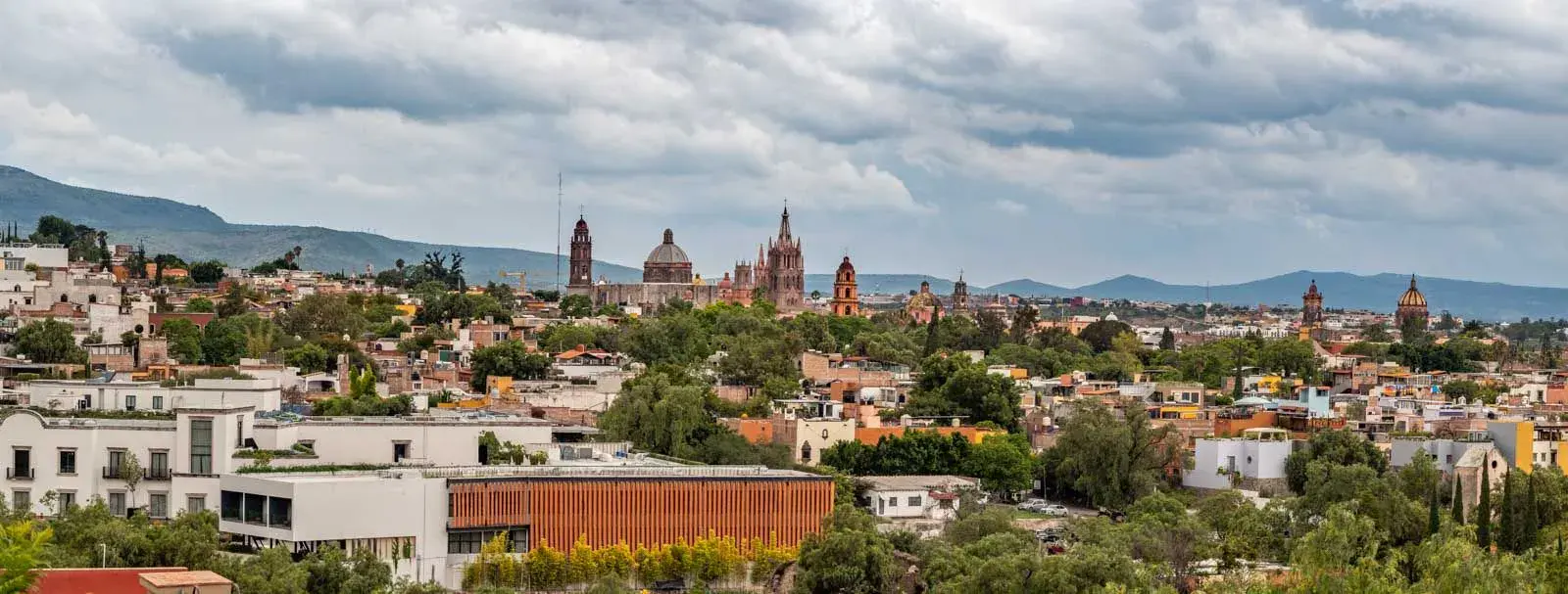 Casa Cielo Abierto, view of San Miguel de Allende with the Parroquia and church domes from the property
