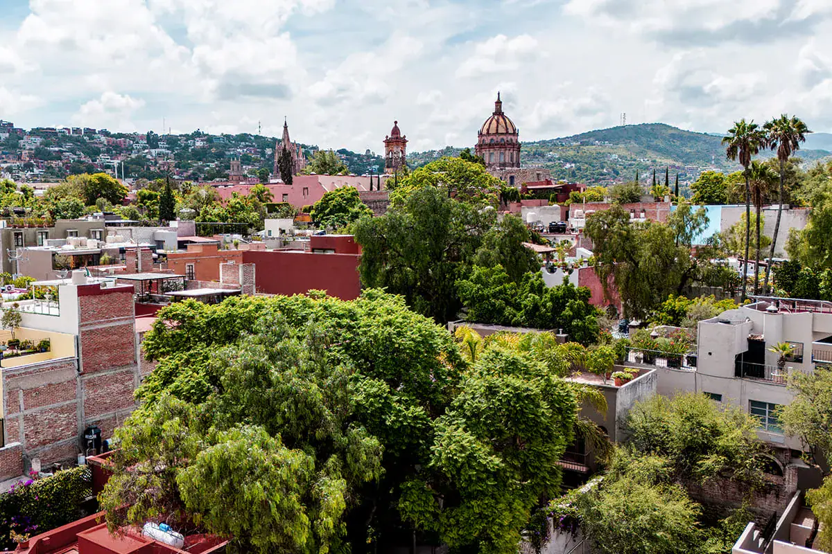 Casa Nola, view over the rooftops toward the Parroquia, San Miguel de Allende