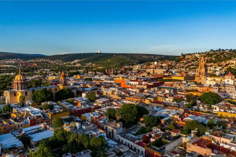 Casa Nostra Familia, view over the rooftops of San Miguel at sunset, San Miguel de Allende