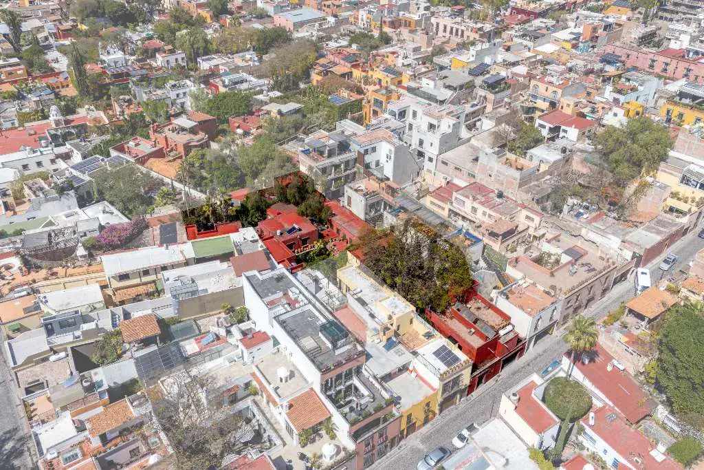 Hotel Casa Luna, aerial view of the hotel among the rooftops, San Miguel de Allende
