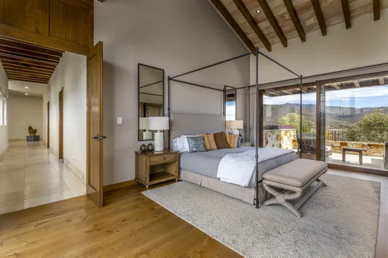 Mañanitas Residence, primary bedroom with a canopy bed and a terrace with views, San Miguel de Allende