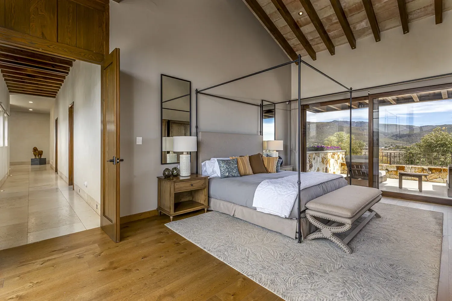 Mañanitas Residence, primary bedroom with a canopy bed and a terrace with views, San Miguel de Allende
